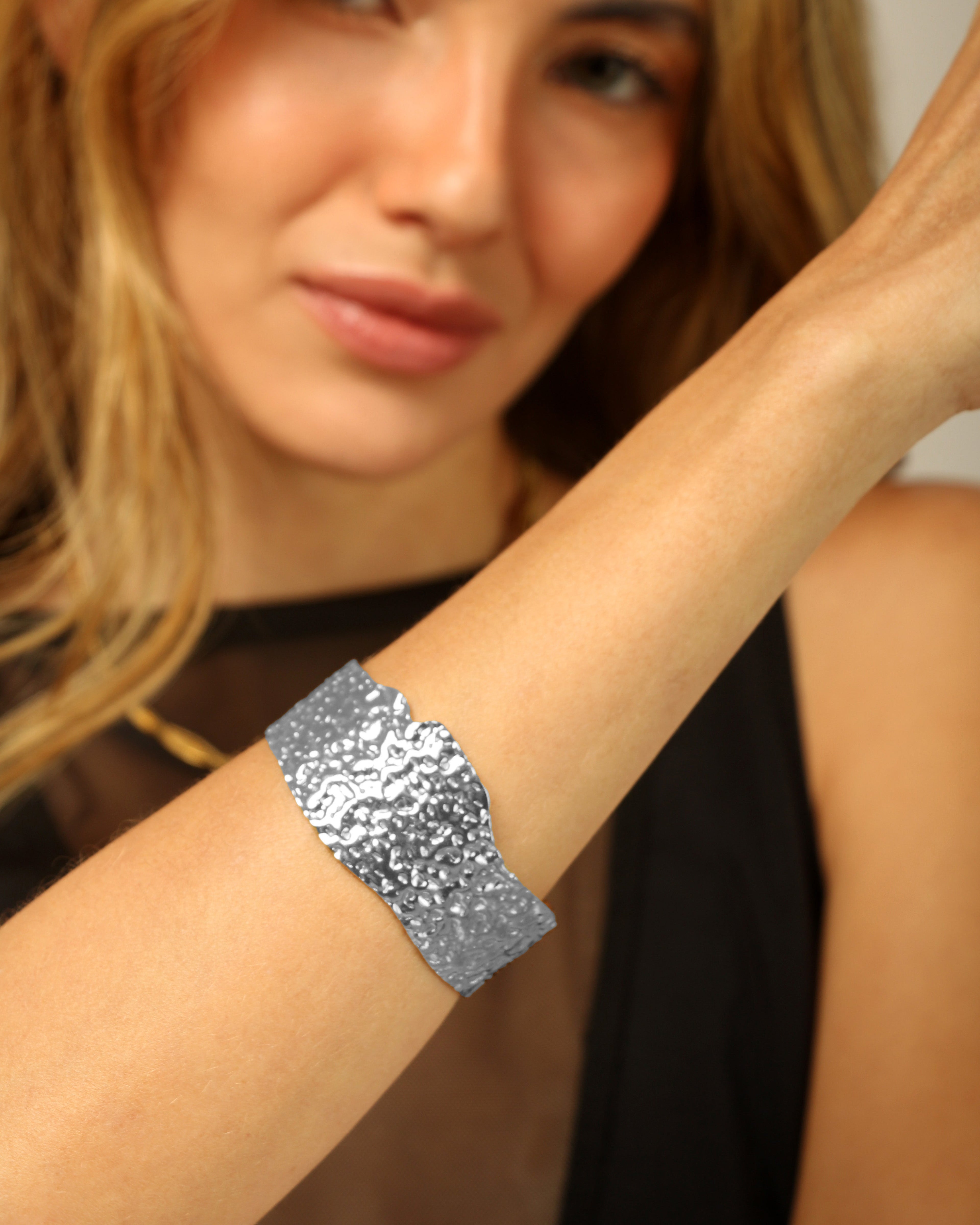 Brazalete Floral Plateado