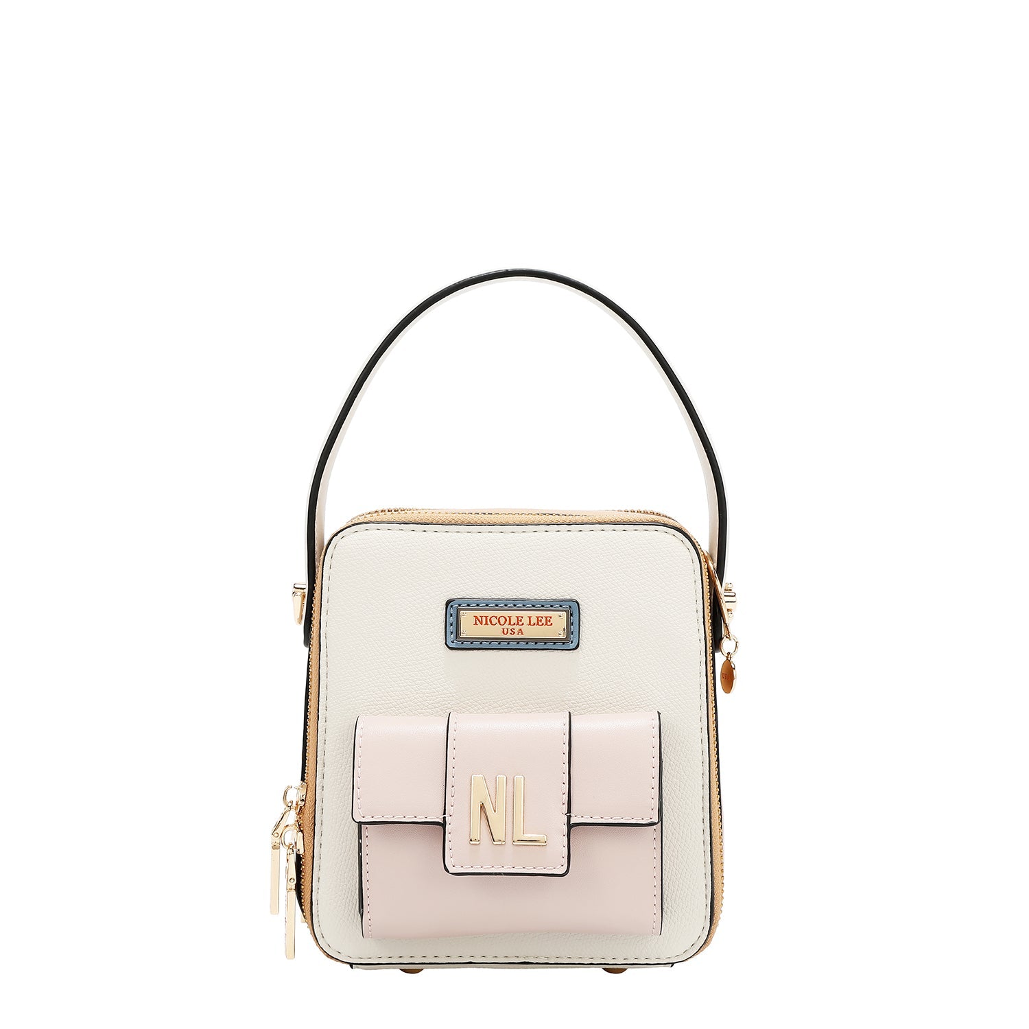 BANDOLERA CON BOLSILLO Y BLOQUES DE COLOR (BLANCO)