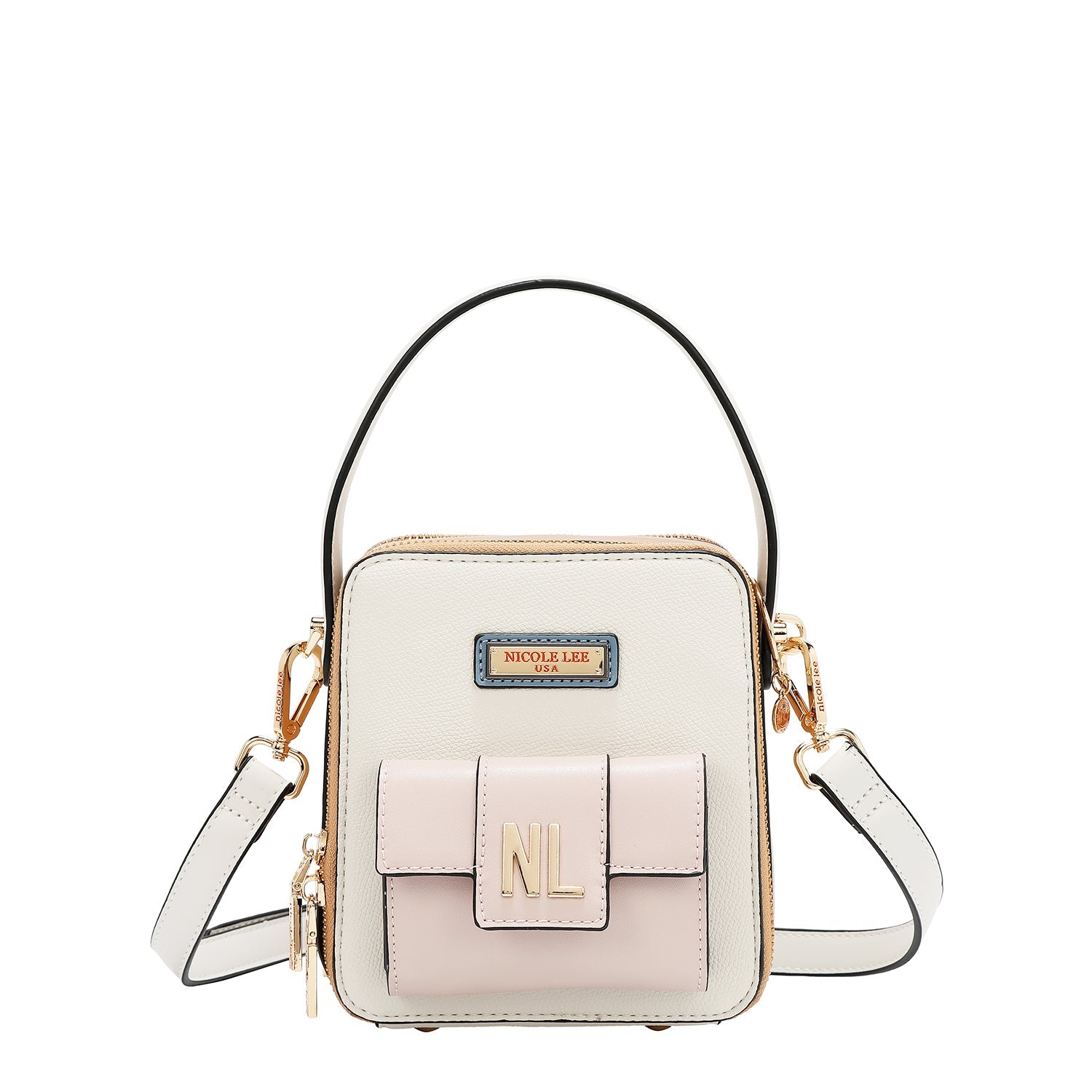 BANDOLERA CON BOLSILLO Y BLOQUES DE COLOR (BLANCO)